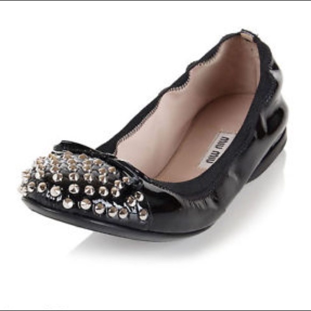 Miu Miu Patent Leather Flats with Studs
